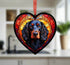 Cocker Spaniel (Working) Black Stained Glass Effect Heart Suncatcher